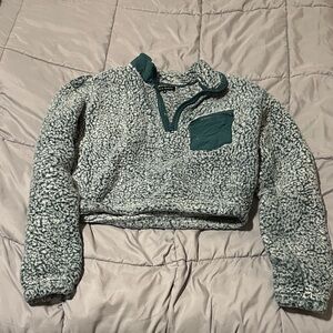 L.A. Hearts Teal and White Sherpa Zip Jacket